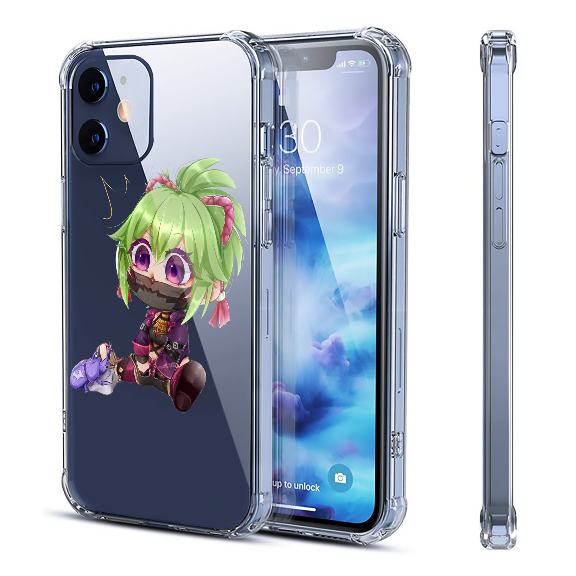 げんし神  久岐忍 くき しのぶ genshin Kuki Shinobu 【iPhone 12シリーズ対応】透明スマホケース（クリアソフトケース）